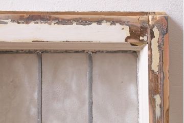 アンティーク建具　イギリスアンティーク　揺らぎが美しいステンドグラスのペイントフィックス窓(明り取り)(R-39247)