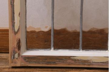 アンティーク建具　イギリスアンティーク　揺らぎが美しいステンドグラスのペイントフィックス窓(明り取り)(R-39247)