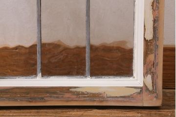 アンティーク建具　イギリスアンティーク　揺らぎが美しいステンドグラスのペイントフィックス窓(明り取り)(R-39247)