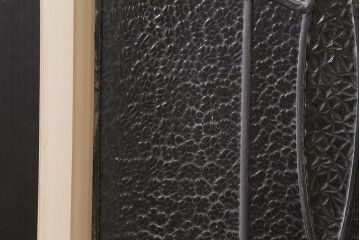 アンティーク建具　イギリスアンティーク　3色のカラーガラスがアクセントになったステンドグラスのペイントフィックス窓(明り取り)(R-39248)