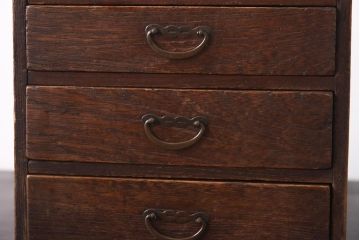 アンティーク家具　和製アンティーク　大正昭和初期　仕切り付きのコンパクトな小引き出し(卓上収納、小物収納)(R-039255)