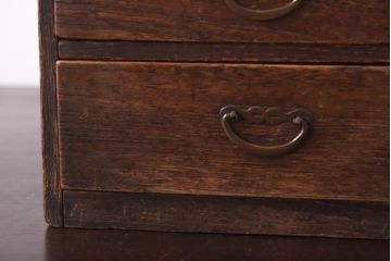 アンティーク家具　和製アンティーク　大正昭和初期　仕切り付きのコンパクトな小引き出し(卓上収納、小物収納)(R-039255)