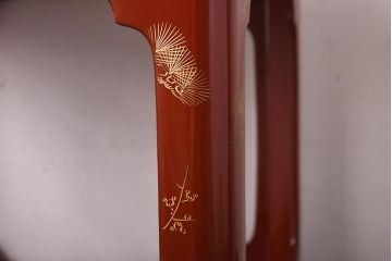 大正昭和初期　共箱　松竹梅沈金　輪島塗九ツ組盃・台付き(漆器、酒器、杯)(R-039259)