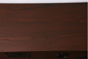 中古　伝統工芸　岩谷堂箪笥　天板リメイク・極厚栗無垢材　存在感のある豪華な金具が目を惹くローチェスト(テレビボード、引き出し、ローボード)(R-039260)