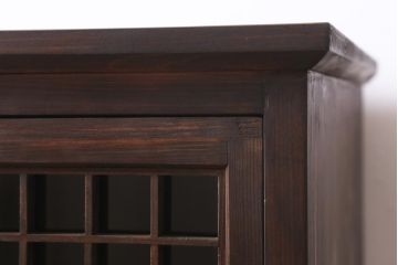 ラフジュ工房オリジナル　古建具リメイク　上品な組子の作りが風情漂う戸棚(書院戸、収納棚)(R-039262)