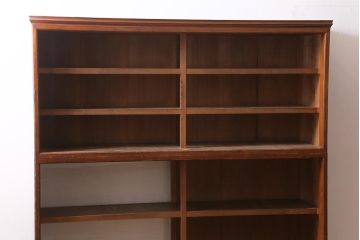 アンティーク家具　和製アンティーク　昭和初期　のぞき窓付き　味わい深い木味が魅力的な重ね戸棚(収納棚、キャビネット)(R-039263)