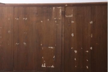 アンティーク家具　和製アンティーク　昭和初期　のぞき窓付き　味わい深い木味が魅力的な重ね戸棚(収納棚、キャビネット)(R-039263)