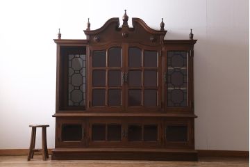 ビンテージ家具　ジャパンビンテージ　ナラ材　激レア!特注品　神戸の洋館で使われていたキャビネット(収納棚、戸棚、飾り棚)(R-039264)