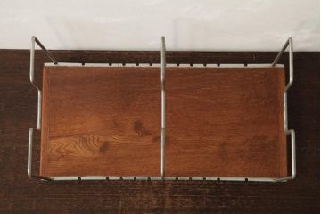 レトロ雑貨　和製ビンテージ　昭和中期　ナラ材　レトロな雰囲気漂う本立て(ブックエンド)(R-039268)