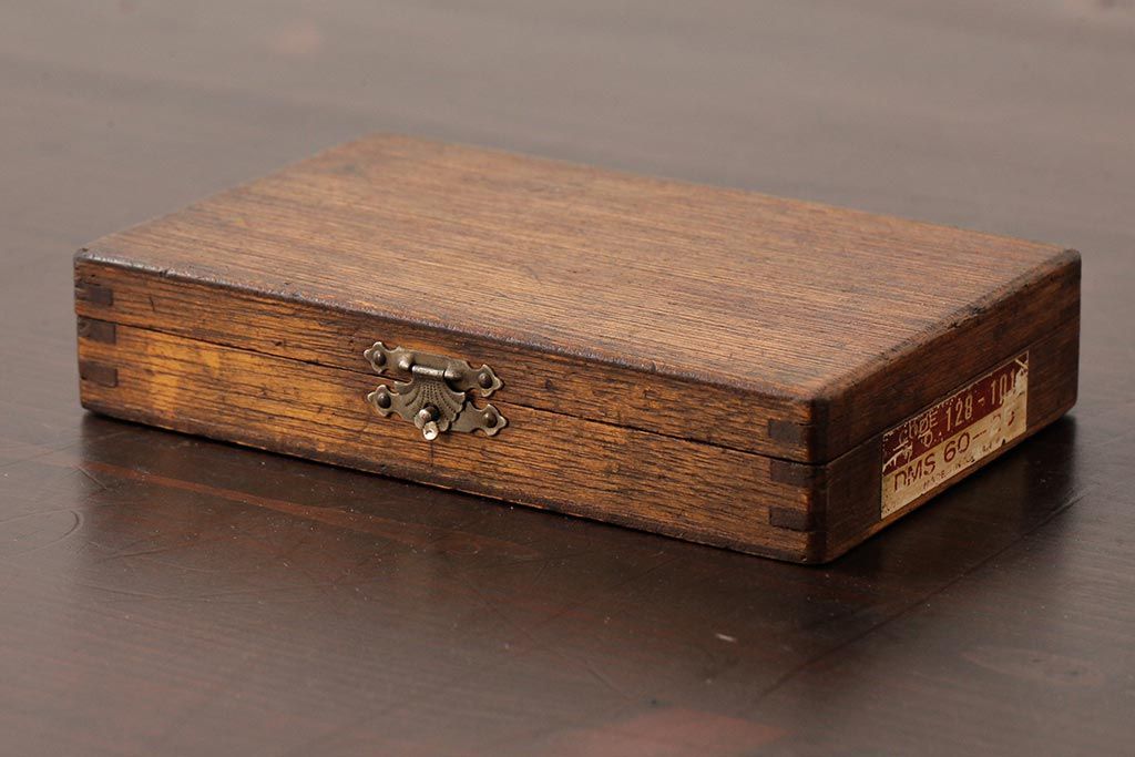 アンティーク雑貨　和製アンティーク　昭和初期　古びた木の味わいが魅力的な小物収納箱(木箱、小箱)(R-039269)