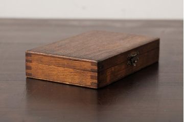 アンティーク雑貨　和製アンティーク　昭和初期　古びた木の味わいが魅力的な小物収納箱(木箱、小箱)(R-039269)