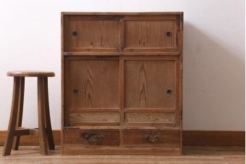 アンティーク家具　和製アンティーク　大正期　味わい深い佇まいの戸棚(収納棚)(R-039274)