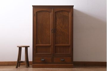 アンティーク家具　和製アンティーク　昭和初期　レトロな佇まいの本箱(ブックケース、収納棚、戸棚、キャビネット)(R-039275)