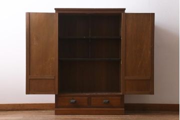 アンティーク家具　和製アンティーク　昭和初期　レトロな佇まいの本箱(ブックケース、収納棚、戸棚、キャビネット)(R-039275)