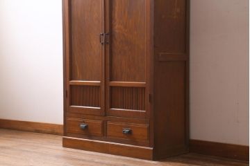 アンティーク家具　和製アンティーク　昭和初期　レトロな佇まいの本箱(ブックケース、収納棚、戸棚、キャビネット)(R-039275)