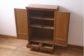 アンティーク家具　和製アンティーク　昭和初期　レトロな佇まいの本箱(ブックケース、収納棚、戸棚、キャビネット)(R-039275)