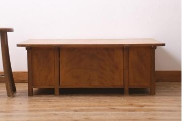 アンティーク家具　和製アンティーク　昭和初期　レトロな佇まいの文机(座机、両袖机)(R-039278)