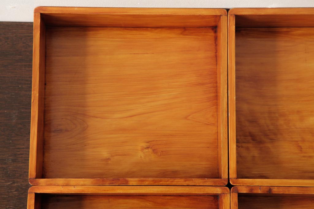 アンティーク雑貨　古民具　大正昭和初期　外箱付き　春慶塗が美しい重箱(お重)(R-039281)