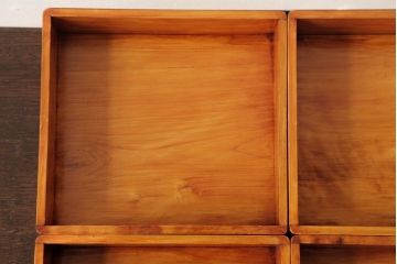 アンティーク雑貨　古民具　大正昭和初期　外箱付き　春慶塗が美しい重箱(お重)(R-039281)