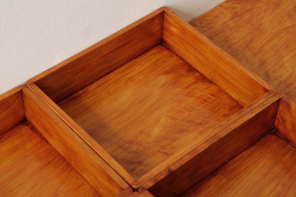 アンティーク雑貨　古民具　大正昭和初期　外箱付き　春慶塗が美しい重箱(お重)(R-039281)