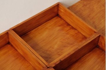 アンティーク雑貨　古民具　大正昭和初期　外箱付き　春慶塗が美しい重箱(お重)(R-039281)