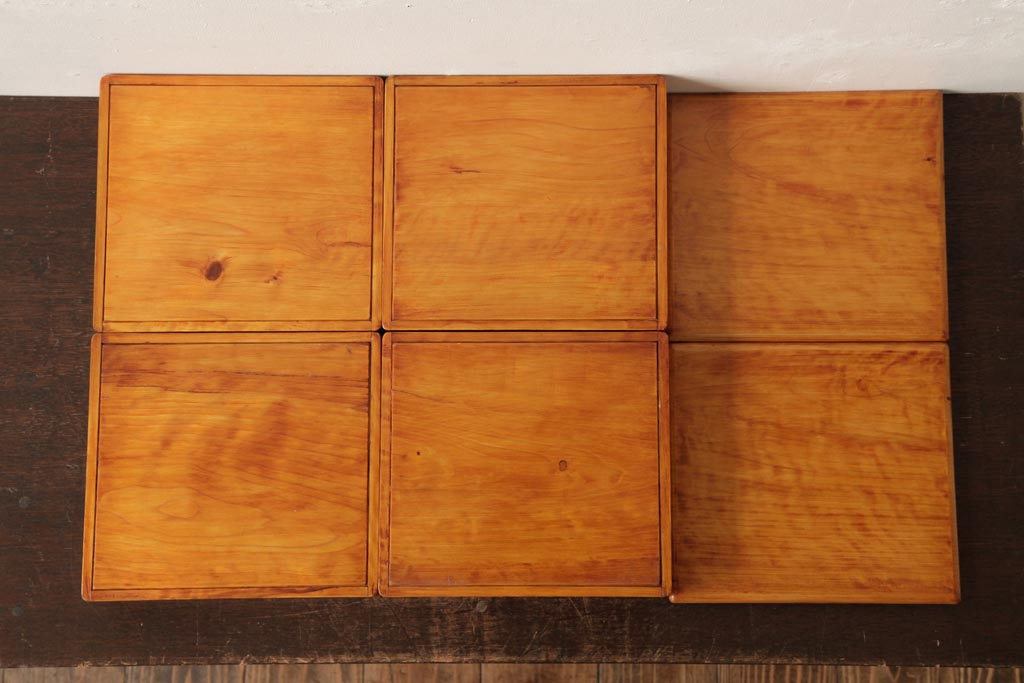 アンティーク雑貨　古民具　大正昭和初期　外箱付き　春慶塗が美しい重箱(お重)(R-039281)