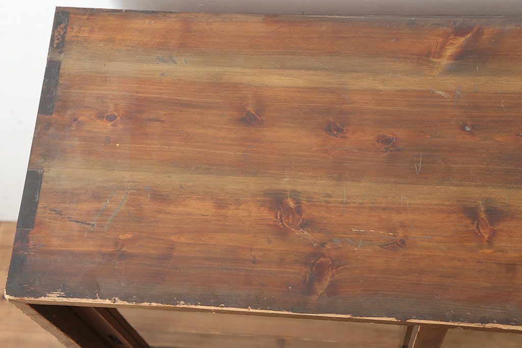 アンティーク家具　大正昭和初期　年月を重ねた木の味わいが楽しめる戸棚(収納棚、キャビネット、本箱)(R-039282)