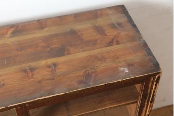 アンティーク家具　大正昭和初期　年月を重ねた木の味わいが楽しめる戸棚(収納棚、キャビネット、本箱)(R-039282)