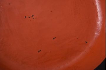 アンティーク雑貨　明治大正期　朱色と黒のコントラストが味わい深い漆塗りのこね鉢(ボウル)(R-039297)