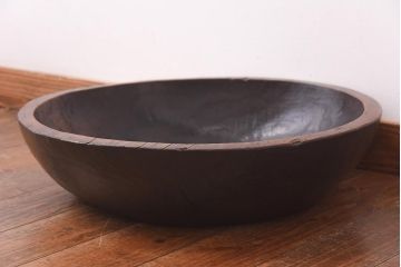 アンティーク雑貨　和製アンティーク　明治大正期　深みのある木味が魅力の木製こね鉢(ディスプレイ雑貨)(R-039298)