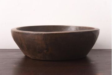 アンティーク雑貨　和製アンティーク　明治大正期　深みのある木味が魅力の木製こね鉢(ディスプレイ雑貨)(R-039300)