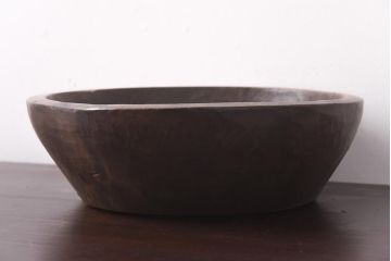 アンティーク雑貨　和製アンティーク　明治大正期　深みのある木味が魅力の木製こね鉢(ディスプレイ雑貨)(R-039300)