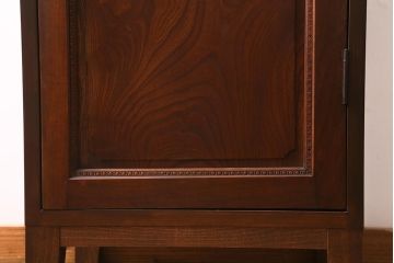 ラフジュ工房オリジナル　古建具リメイク　欅玉杢材の扉が魅力的な縦型キャビネット(アンティーク建具、サイドキャビネット、収納棚)(R-039301)