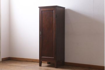 ラフジュ工房オリジナル　古建具リメイク　欅玉杢材の扉が魅力的な縦型キャビネット(アンティーク建具、サイドキャビネット、収納棚)(R-039301)