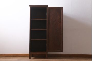 ラフジュ工房オリジナル　古建具リメイク　欅玉杢材の扉が魅力的な縦型キャビネット(アンティーク建具、サイドキャビネット、収納棚)(R-039301)