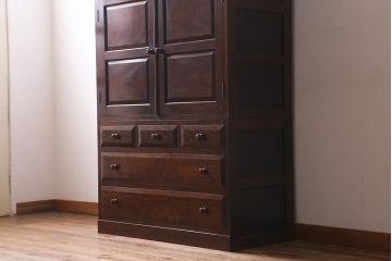 中古　松本民芸家具　着物も洋服も収納できるD型和タンス(箪笥、チェスト)(定価約54万円)(R-039303)