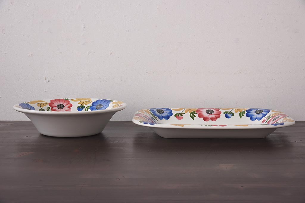 イタリアビンテージ　Richard Ginori(リチャードジノリ)　MONDOVI　プレート4枚セット(皿、洋食器)(R-039305)