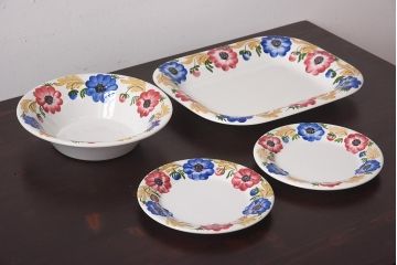 イタリアビンテージ　Richard Ginori(リチャードジノリ)　MONDOVI　プレート4枚セット(皿、洋食器)(R-039305)