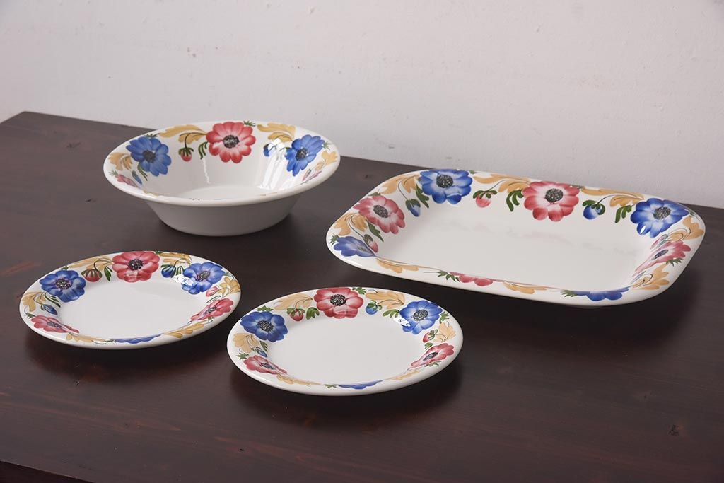 イタリアビンテージ　Richard Ginori(リチャードジノリ)　MONDOVI　プレート4枚セット(皿、洋食器)(R-039305)