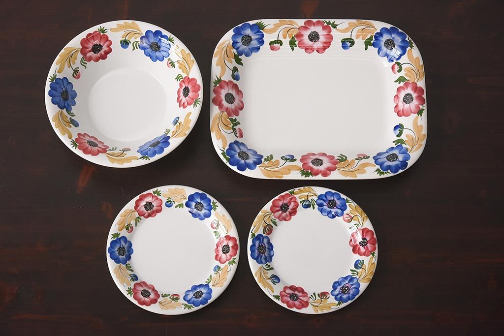 イタリアビンテージ　Richard Ginori(リチャードジノリ)　MONDOVI　プレート4枚セット(皿、洋食器)(R-039305)