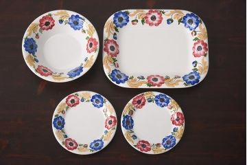 イタリアビンテージ　Richard Ginori(リチャードジノリ)　MONDOVI　プレート4枚セット(皿、洋食器)(R-039305)