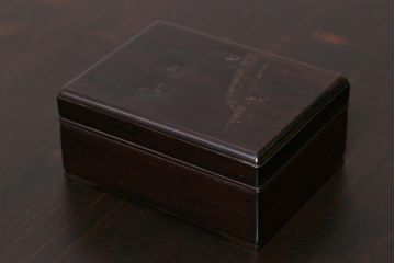 アンティーク雑貨　和製アンティーク　波千鳥　唐木小箱(小物入れ、木箱)(R-039309)