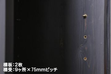 ラフジュ工房オリジナル　古建具リメイク　黒いペイントが組子細工を引き立てる鉄脚付き戸棚(書院戸、組子、収納棚)(R-039310)