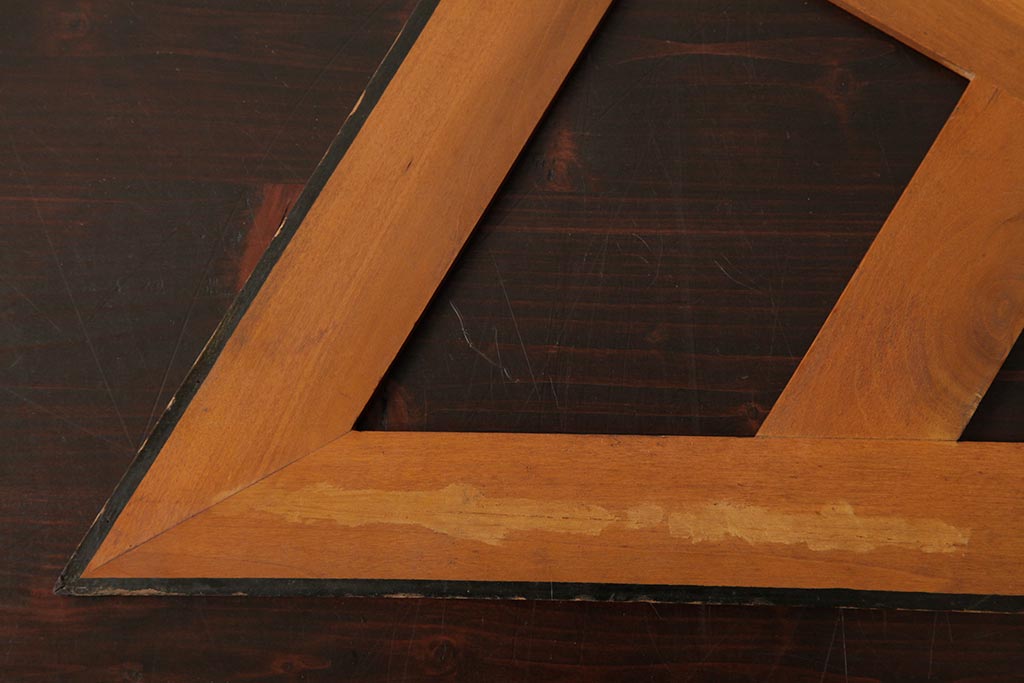 アンティーク雑貨　昭和レトロ　レア　大きなサイズの木製三角定規2点セット(ディスプレイ雑貨)(R-039312)