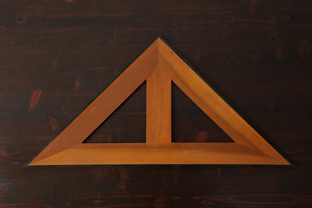 アンティーク雑貨　昭和レトロ　レア　大きなサイズの木製三角定規2点セット(ディスプレイ雑貨)(R-039312)