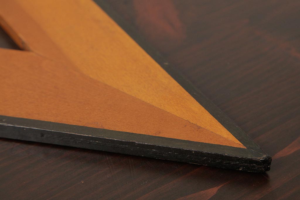 アンティーク雑貨　昭和レトロ　レア　大きなサイズの木製三角定規2点セット(ディスプレイ雑貨)(R-039312)