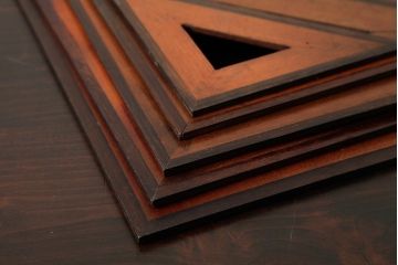アンティーク雑貨　昭和レトロ　レア　木の風合いが楽しめる大きなサイズの三角定規6点セット(ディスプレイ雑貨)(R-039313)