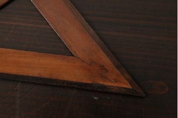 アンティーク雑貨　昭和レトロ　レア　木の風合いが楽しめる大きなサイズの三角定規6点セット(ディスプレイ雑貨)(R-039313)