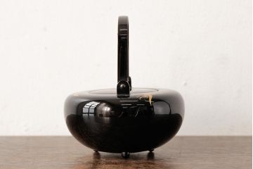 アンティーク雑貨　和製アンティーク　木製　鶴図柄　銚子(漆器、急須)(R-039321)