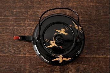 アンティーク雑貨　和製アンティーク　木製　鶴図柄　銚子(漆器、急須)(R-039321)